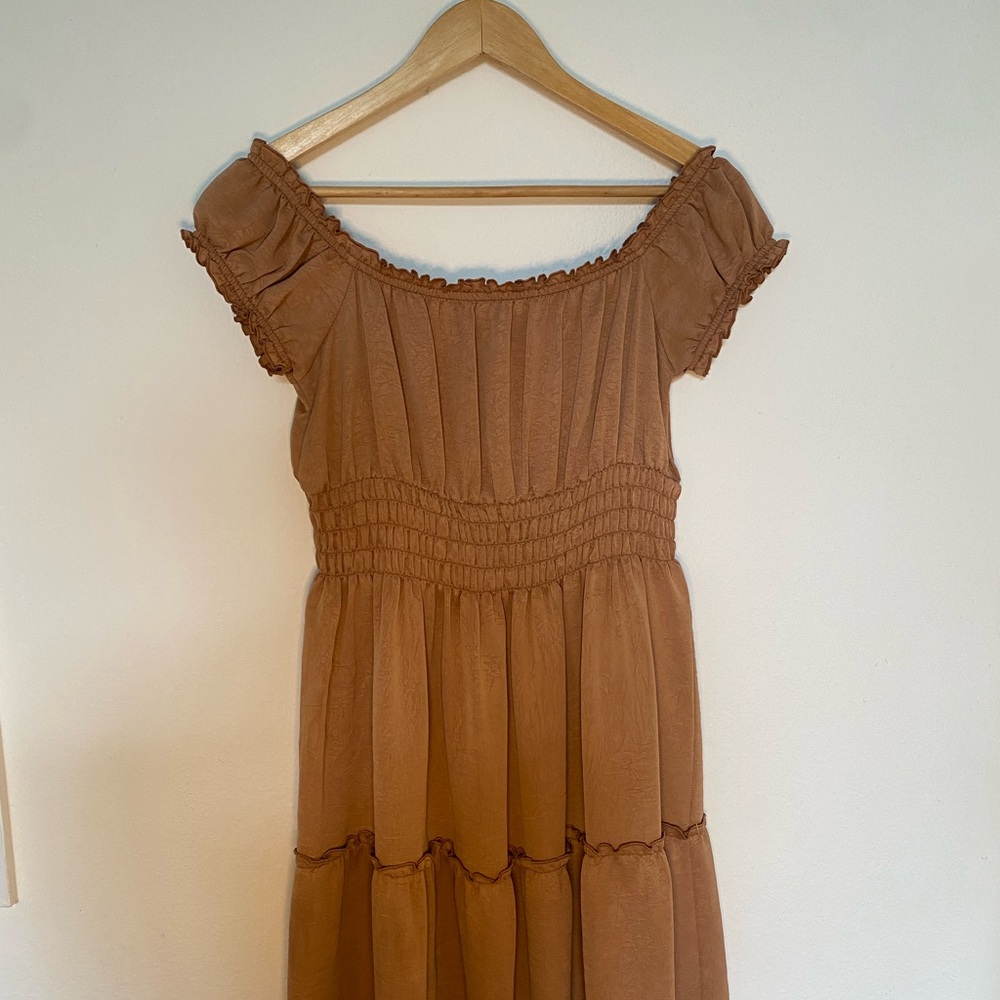 Forever 21 Orange/Tan Ruffle Dress